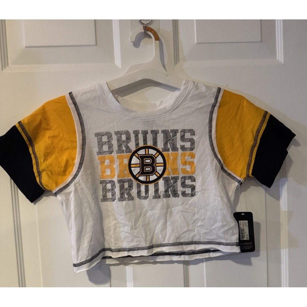 BOSTON BRUINS NHL Girl's Crop Tee Top Small NEW!